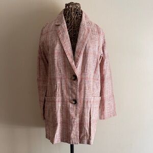 J. Jill Harper Brown/Pink Plaid Blazer